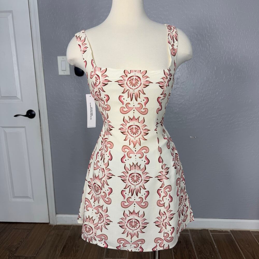 Princess Polly Marla Mini Dress, Cream Pink, US 2